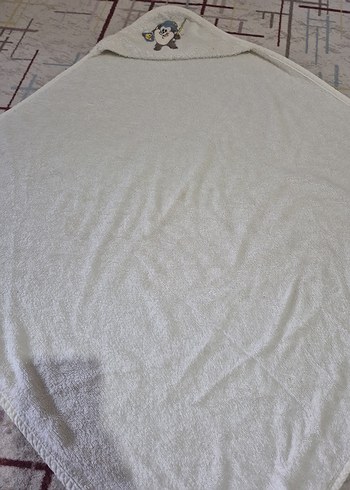 Kapüşonlu Gri Beyaz Bebek Battaniyesi - Görsel 2