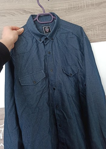 Gri Denim Erkek Gömlek Uzun Kollu - Görsel 5