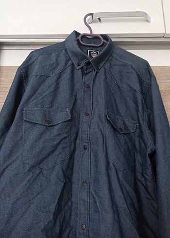 Gri Denim Erkek Gömlek Uzun Kollu - Görsel 3