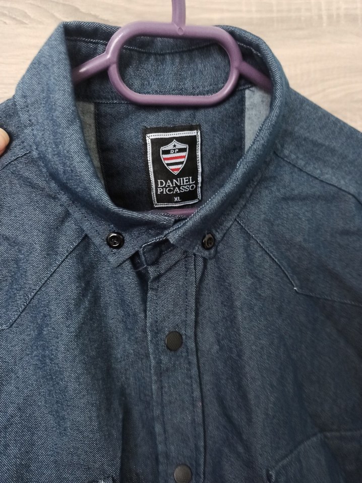 Gri Denim Erkek Gömlek Uzun Kollu - Görsel 4