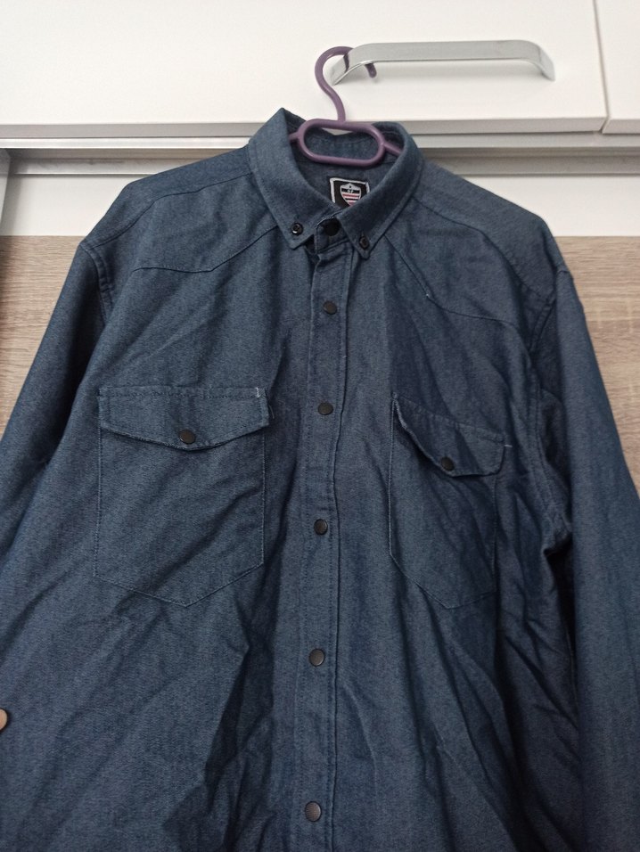 Gri Denim Erkek Gömlek Uzun Kollu - Görsel 3