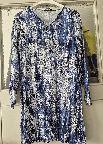 LC Waikiki Uzun Kollu Mavi Bohem Batik Tunik
