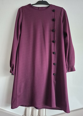 Düğmeli Mor Tunik Midi Boy