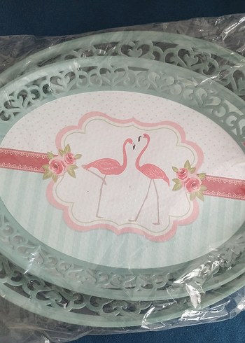 Pembe Vintage Desenli tepsi