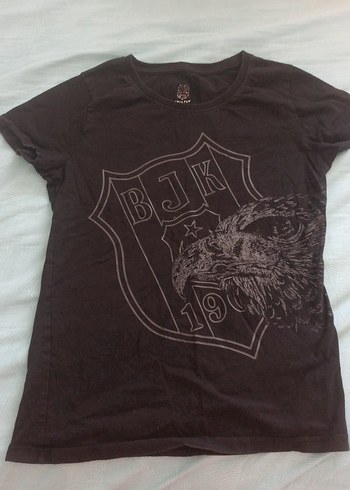 H&M BJK Baskılı Siyah Kadın Tişört