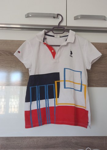 U.S Polo Assn. Erkek Beyaz Baskılı Kısa Kollu Polo Tişört