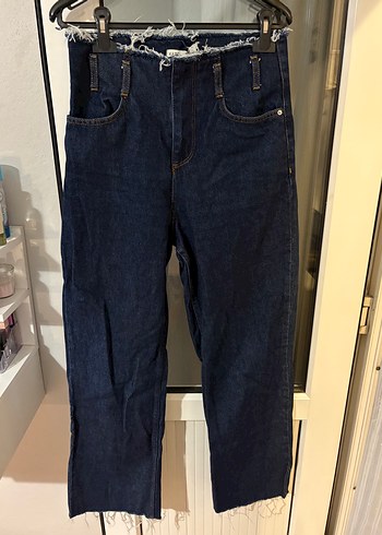 Diğer Koyu Mavi Yuksek Bel Denim Jean
