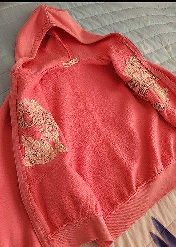 Kız Çocuk Kapüşonlu Fermuarlı Sweatshirt - Görsel 3