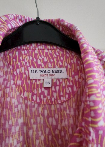 Pembe Bağlama Desenli V Yaka Kadın Gömlek - Görsel 4