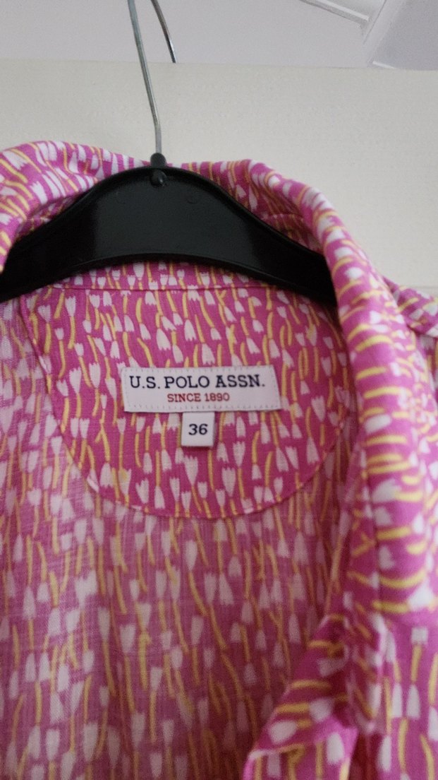 Pembe Bağlama Desenli V Yaka Kadın Gömlek - Görsel 4