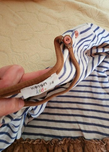 Uzun Kollu Çizgili Kız Elbise - Görsel 4