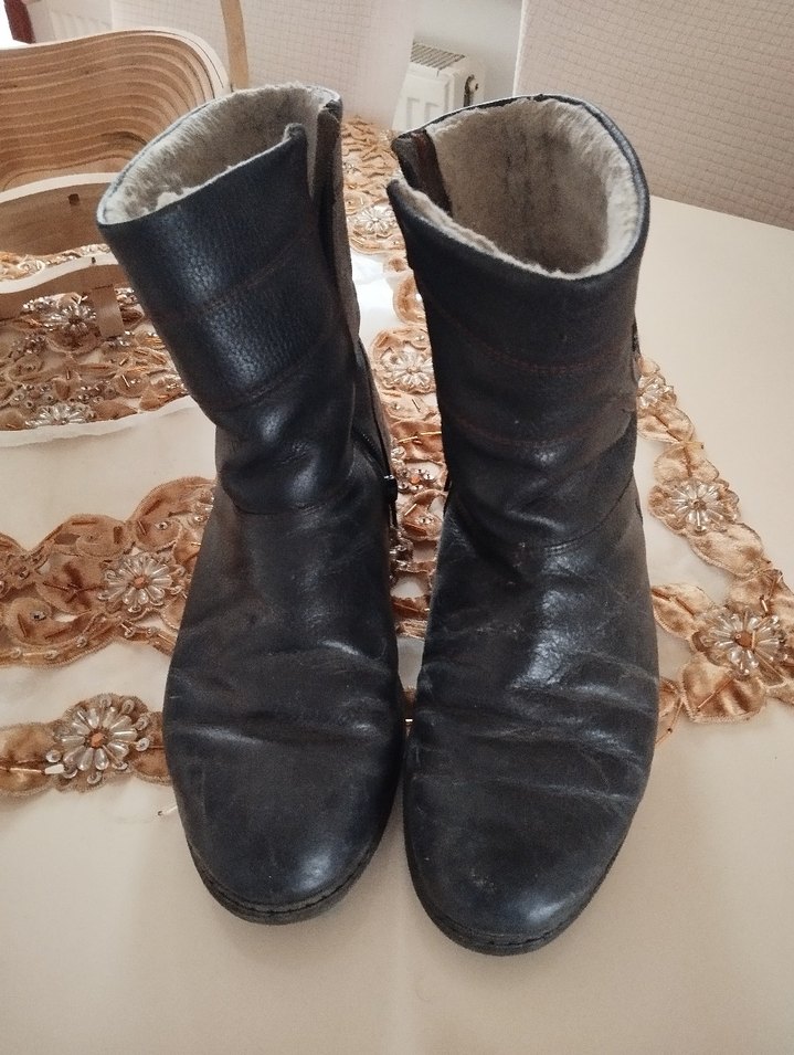 Siyah köşeleri kahverengi ip Deri Bot - Görsel 3