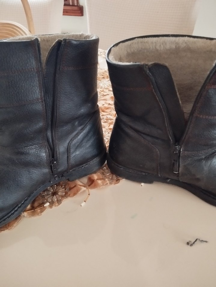 Siyah köşeleri kahverengi ip Deri Bot - Görsel 4