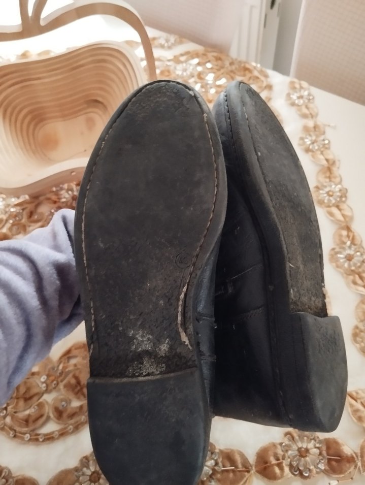 Siyah köşeleri kahverengi ip Deri Bot - Görsel 5