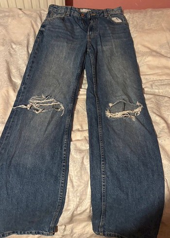 Bershka Rahat Kesim Mavi Yikamali Denim Jean