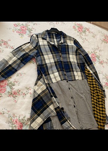 Kadın Çok Renkli Kareli Uzun Kollu Elbise - Görsel 4