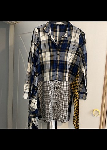 Kadın Çok Renkli Kareli Uzun Kollu Elbise - Görsel 2