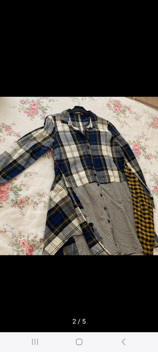 Kadın Çok Renkli Kareli Uzun Kollu Elbise - Görsel 4