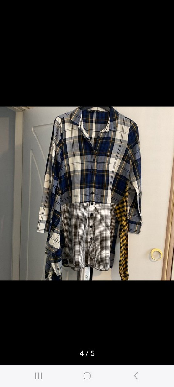 Kadın Çok Renkli Kareli Uzun Kollu Elbise - Görsel 2