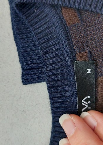 Kahverengi V Yaka Erkek Triko Kazak - Görsel 3