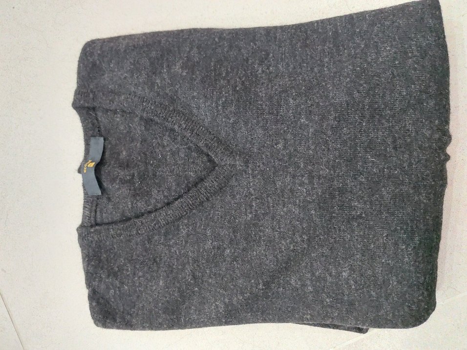 erkekGri V Yaka Örgü Yün Kazak - Görsel 2