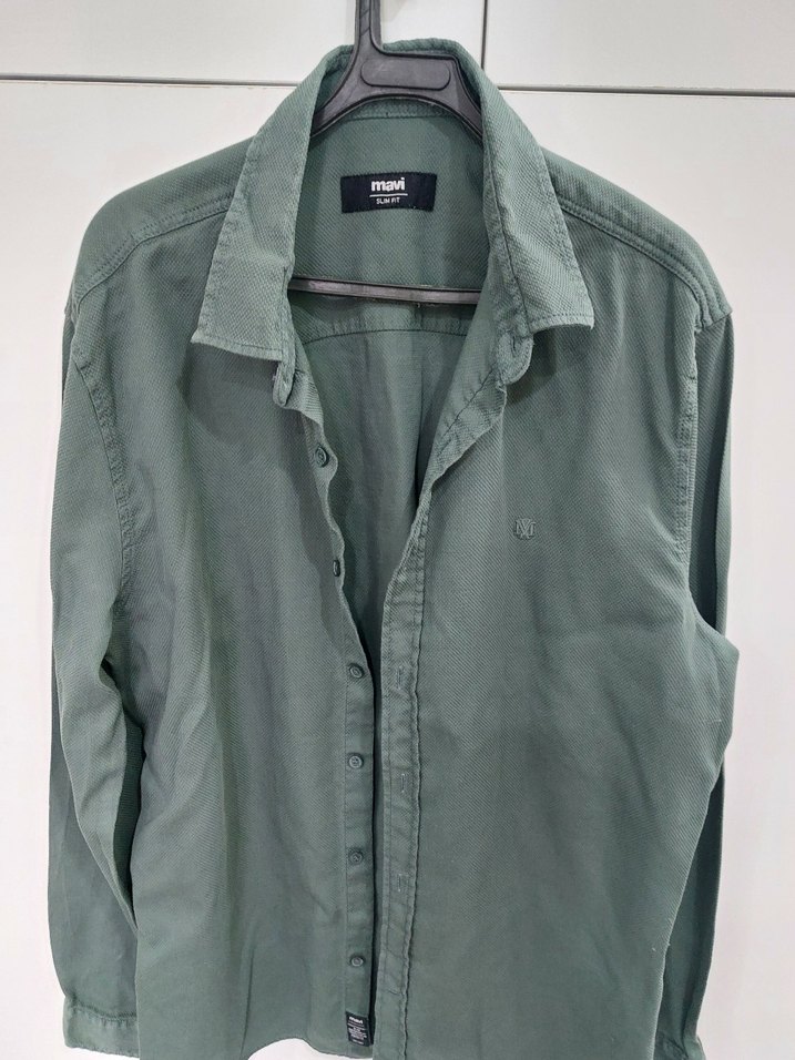 Erkek Yeşil Düğmeli Keten Gömlek - Görsel 4