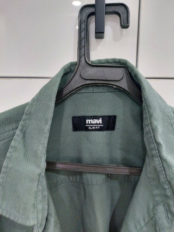 Erkek Yeşil Düğmeli Keten Gömlek - Görsel 3