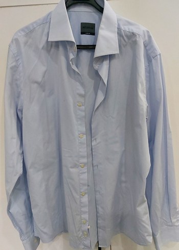 Mavi Keten Uzun Kollu Erkek Gömlek - Görsel 3