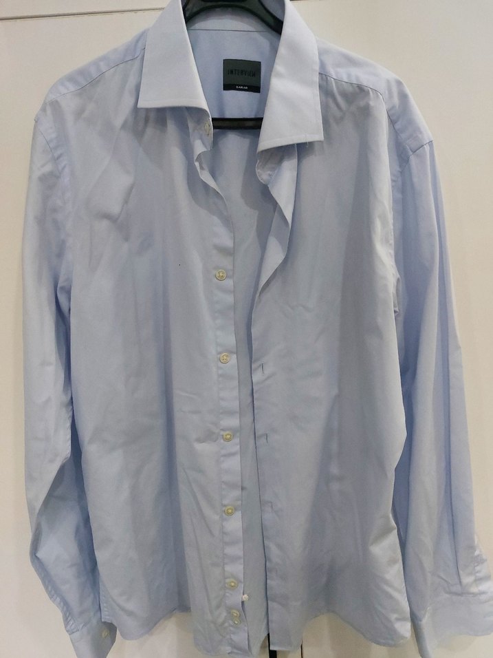 Mavi Keten Uzun Kollu Erkek Gömlek - Görsel 3