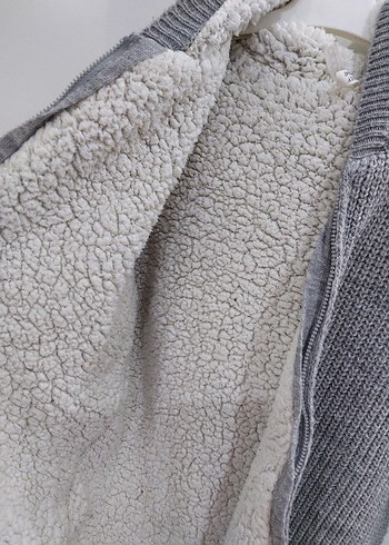 Gri Kapüşonlu Erkek Triko Hırka - Görsel 2