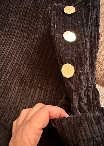 Siyah Kadife kışlık slopet - Görsel 2