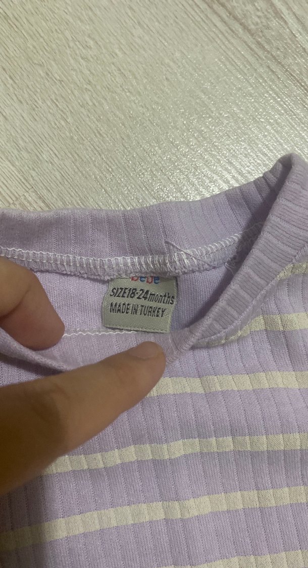 Pastel Mor Çizgili Çocuk İçlik - Görsel 3