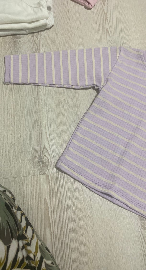 Pastel Mor Çizgili Çocuk İçlik - Görsel 2