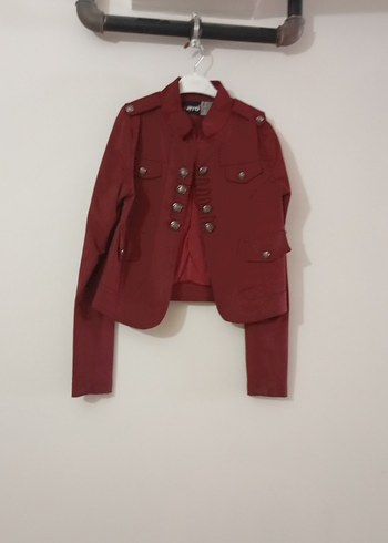 Zara Bordo Askeri Tarz Kisa Ceket