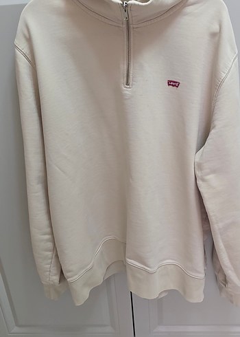 Levis Erkek Yarim Fermuarli Sweatshirt Xl Ekru
