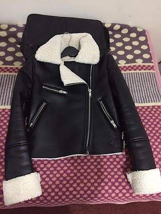 Siyah biker deri mont