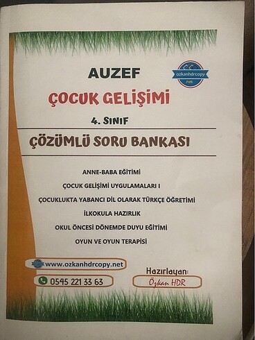 Auzef çocuk gelişimi 4.sınıf soru bankası