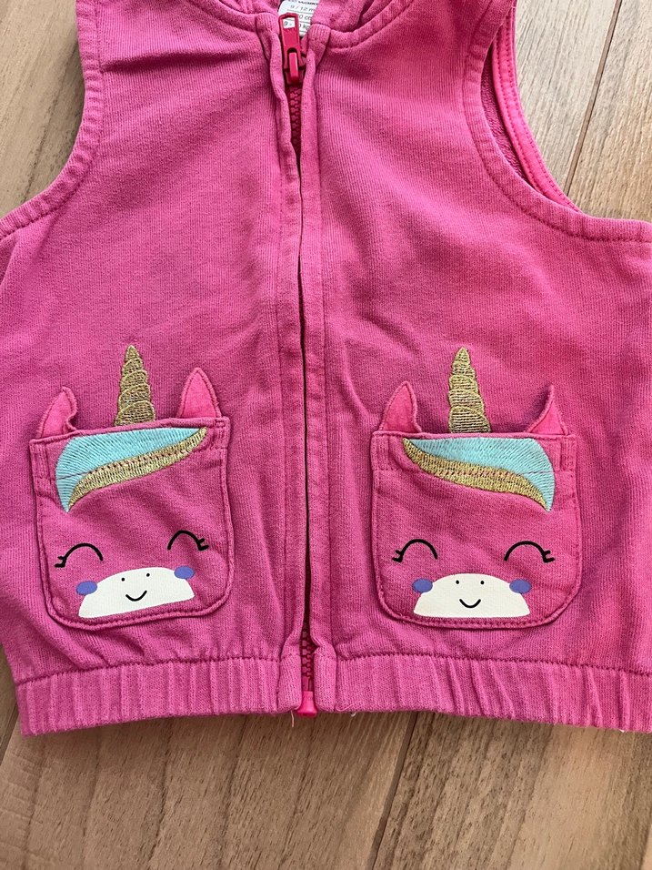 Kız Çocuk Kapüşonlu Pembe  Yelek - Görsel 2