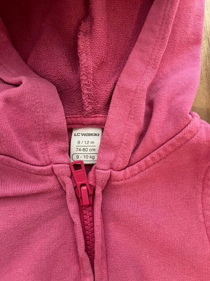 Kız Çocuk Kapüşonlu Pembe  Yelek - Görsel 3