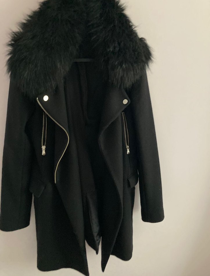 Siyah Süet Kürklü Midi Kadın Kaban - Görsel 2