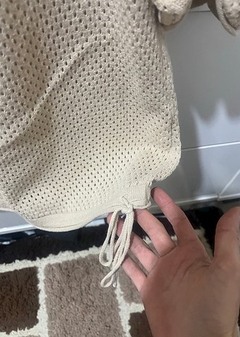 Bej Kadın Örgü Salaş Triko - Görsel 4