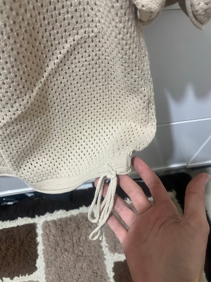 Bej Kadın Örgü Salaş Triko - Görsel 4