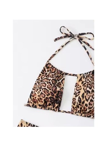 universal Beden Leopar Desenli Bağcıklı Mini Bikini