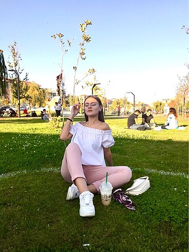 Pudra pembe kumaş pantolon