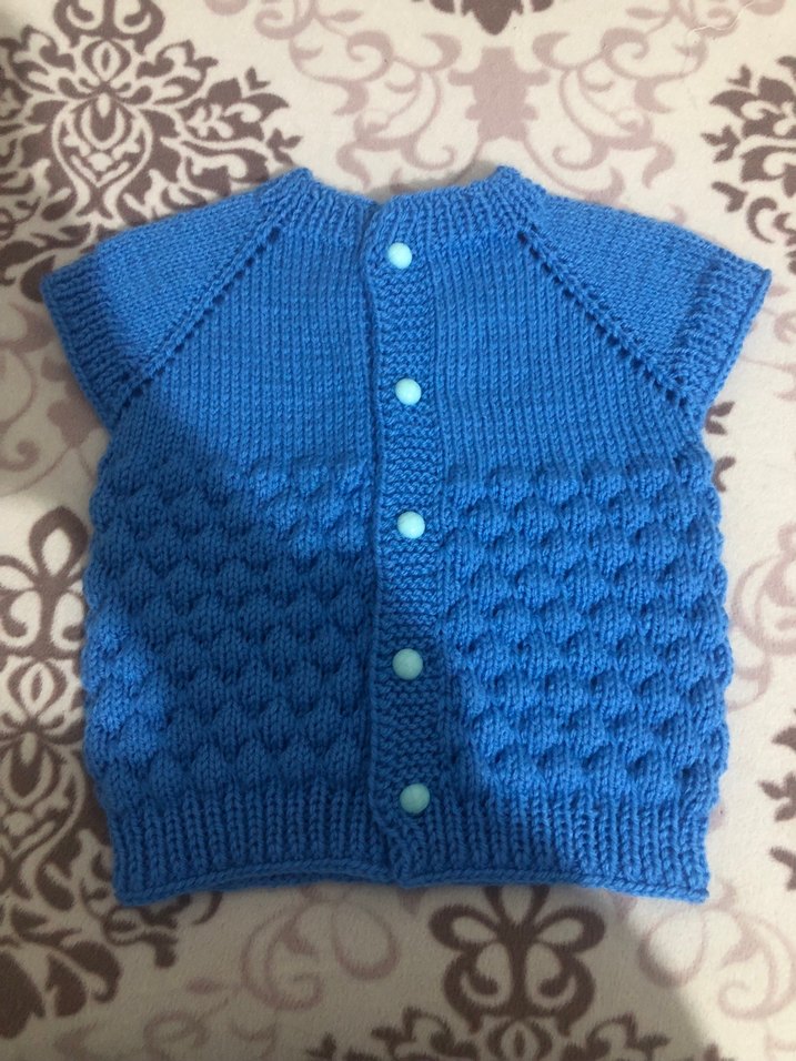 Mavi Erkek Çocuk Örgü Kolsuz Kazak - Görsel 2