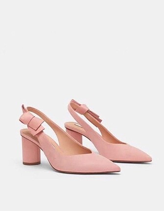 Zara pembe kalın topuklu ayakkabı