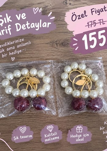 Accessorize  İnci Detayli Kirazli Anahtarlik2li