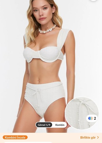 Beyaz Mini Bohem Bikini Takımı
