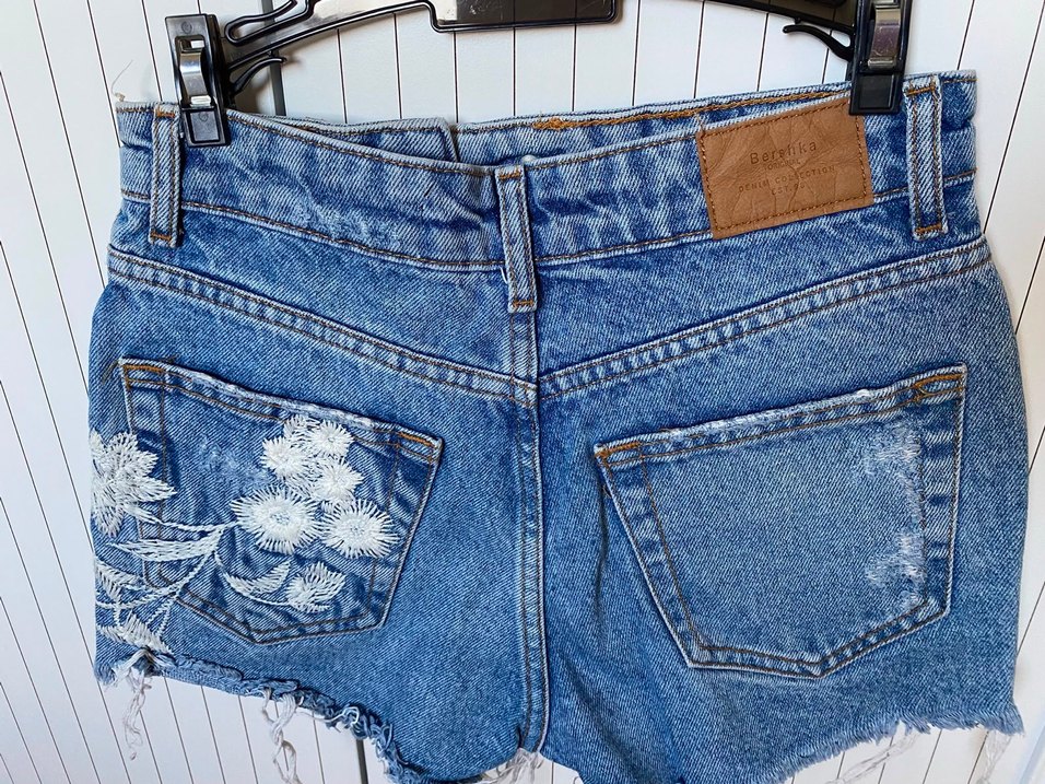BERSHKA  Mavi Denim Şort — görsel 3/4
