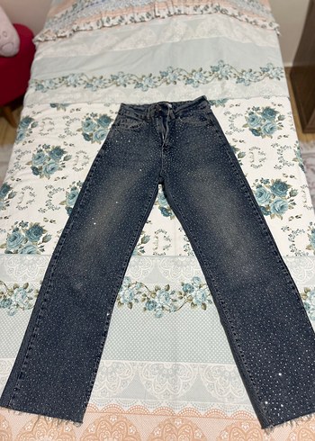 Addax Siklik Ve Rahatlik Koyu Lacivert Puantiyeli Duz Paca Jean